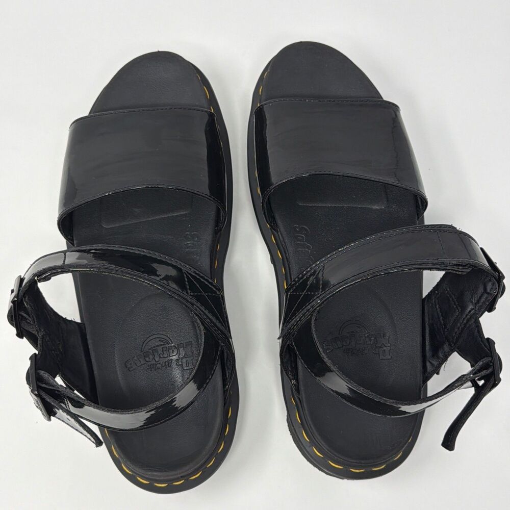 Dr Martens Voss Patent Platform Sandals Black Womens 10 Buckle - Picture 14 of 16
